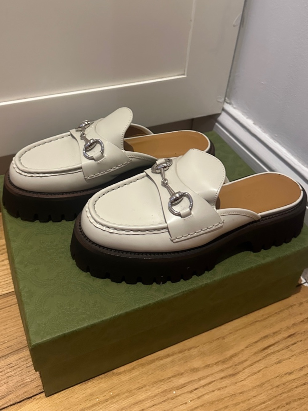 Gucci Horsebit Leather Platform Mules